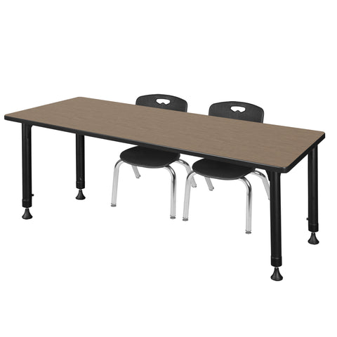 Regency Kee 48 x 24 in. Adjustable Classroom Table & 2 Andy 12 in. Stack Chairs Black