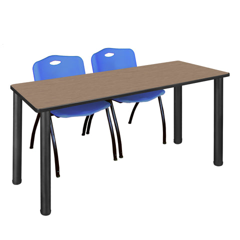 Regency Kee 60 x 24 in. Training Table Top Black Legs & 2 M Stack Chairs
