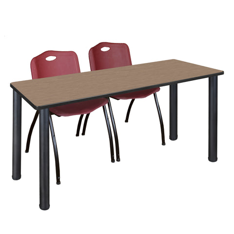 Regency Kee 60 x 24 in. Training Table Top Black Legs & 2 M Stack Chairs