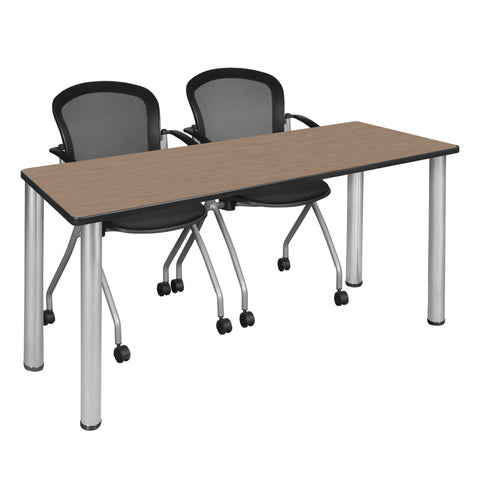Regency Kee 60 x 24 in. Training Table Top Black Legs & 2 Cadence Nesting Chairs