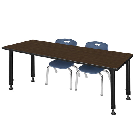 Regency Kee 48 x 24 in. Adjustable Classroom Table & 2 Andy 12 in. Stack Chairs Black
