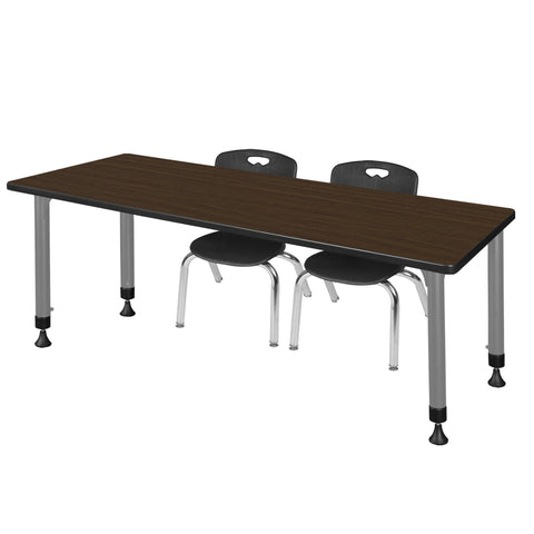 Regency Kee 48 x 24 in. Adjustable Classroom Table & 2 Andy 12 in. Stack Chairs Black