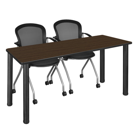 Regency Kee 60 x 24 in. Training Table Top Black Legs & 2 Cadence Nesting Chairs