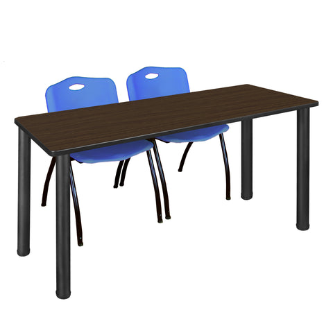 Regency Kee 60 x 24 in. Training Table Top Black Legs & 2 M Stack Chairs