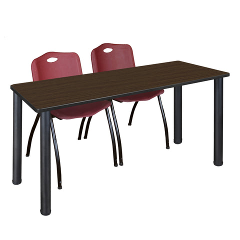 Regency Kee 60 x 24 in. Training Table Top Black Legs & 2 M Stack Chairs