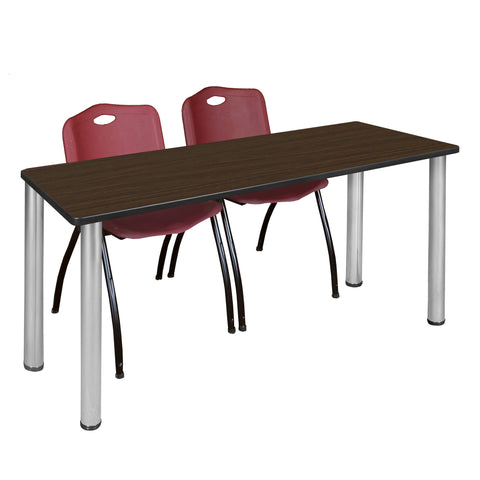 Regency Kee 60 x 24 in. Training Table Top Black Legs & 2 M Stack Chairs
