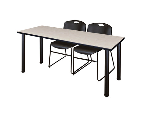 Regency Kee 60 x 24 in. Training Table Top Black Legs & 2 Zeng Chairs