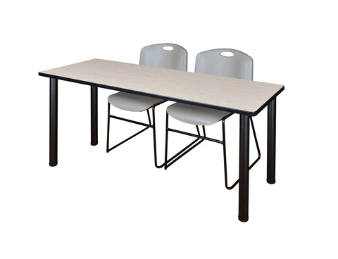 Regency Kee 60 x 24 in. Training Table Top Black Legs & 2 Zeng Chairs