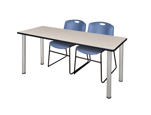 Regency Kee 60 x 24 in. Training Table Top Black Legs & 2 Zeng Chairs