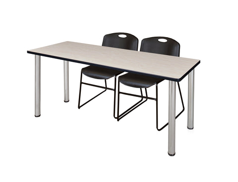 Regency Kee 60 x 24 in. Training Table Top Black Legs & 2 Zeng Chairs