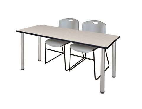 Regency Kee 60 x 24 in. Training Table Top Black Legs & 2 Zeng Chairs