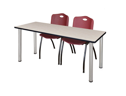 Regency Kee 60 x 24 in. Training Table Top Black Legs & 2 M Stack Chairs