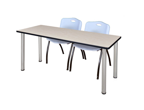 Regency Kee 60 x 24 in. Training Table Top Black Legs & 2 M Stack Chairs