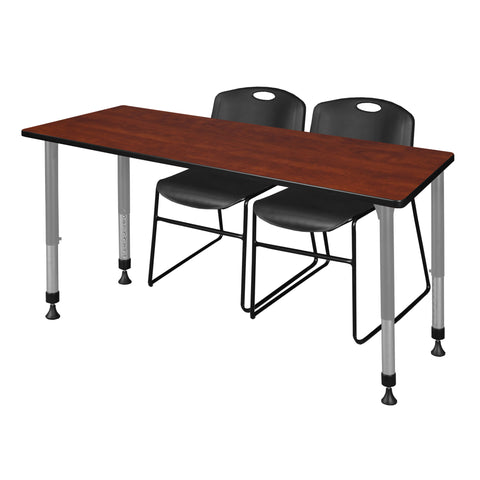 Regency Kee 48 x 24 in. Adjustable Classroom Table & 2 Zeng Stack Chairs Black