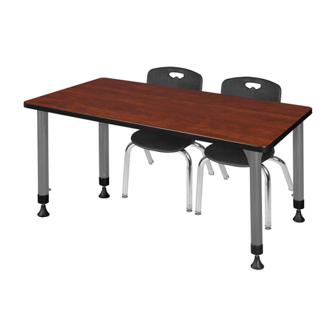Regency Kee 48 x 24 in. Adjustable Classroom Table & 2 Andy 12 in. Stack Chairs Black