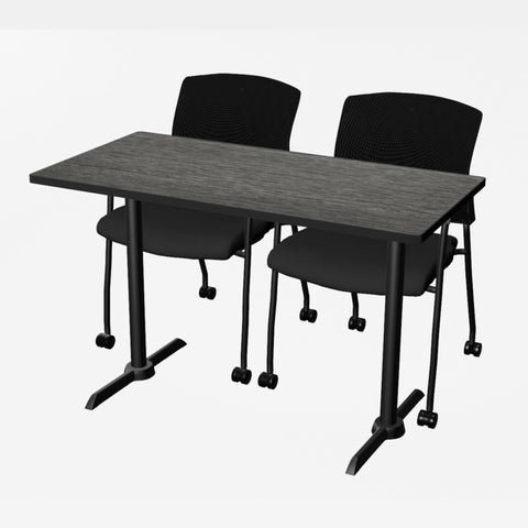Regency Cain 48 x 24 in. TBase Training Seminar Table & 2 Knight Mesh Chairs