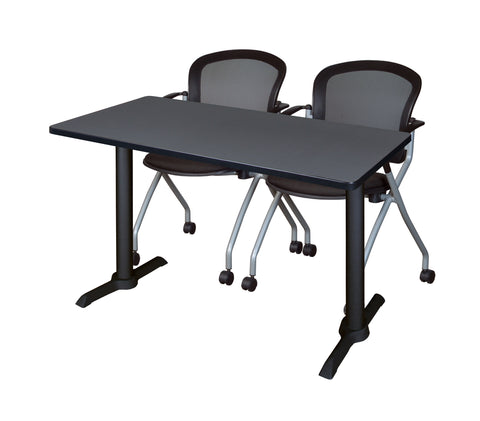 Regency Cain 48 x 24 in. TBase Training Seminar Table & 2 Cadence Nesting Chairs
