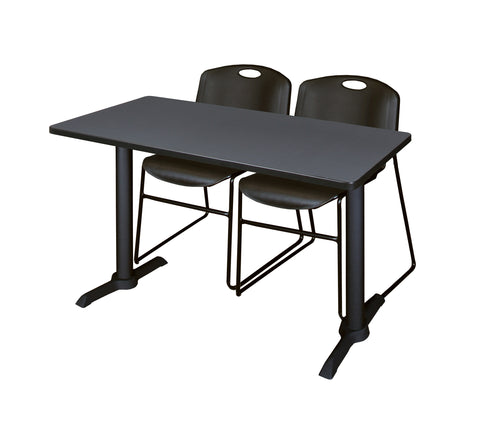 Regency Cain 48 x 24 in. TBase Training Seminar Table & 2 Zeng Stack Chairs