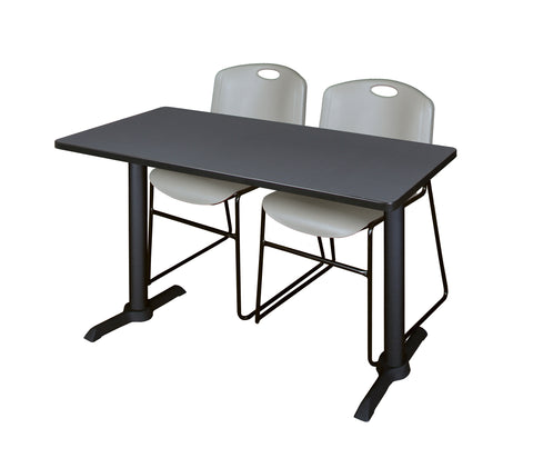 Regency Cain 48 x 24 in. TBase Training Seminar Table & 2 Zeng Stack Chairs