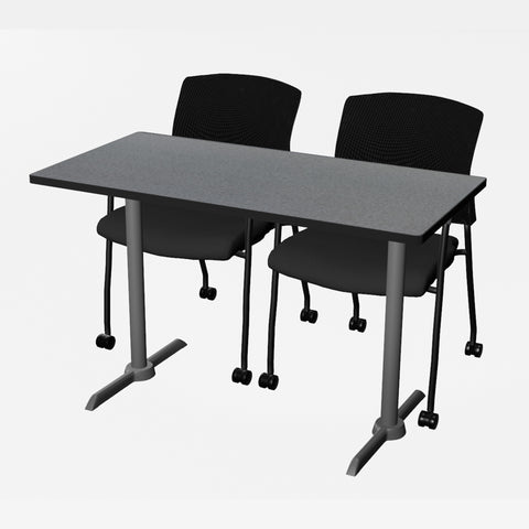 Regency Cain 48 x 24 in. TBase Training Seminar Table & 2 Knight Mesh Chairs