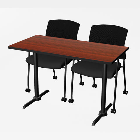 Regency Cain 48 x 24 in. TBase Training Seminar Table & 2 Knight Mesh Chairs