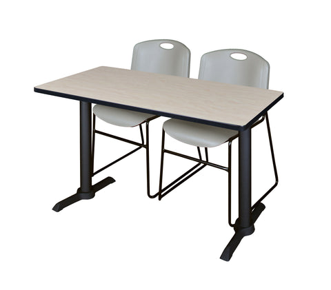 Regency Cain 48 x 24 in. TBase Training Seminar Table & 2 Zeng Stack Chairs