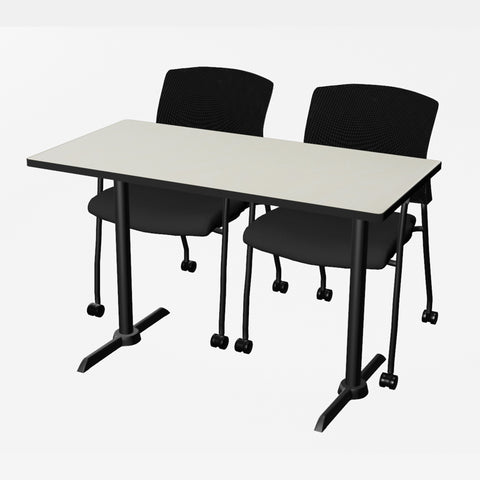 Regency Cain 48 x 24 in. TBase Training Seminar Table & 2 Knight Mesh Chairs
