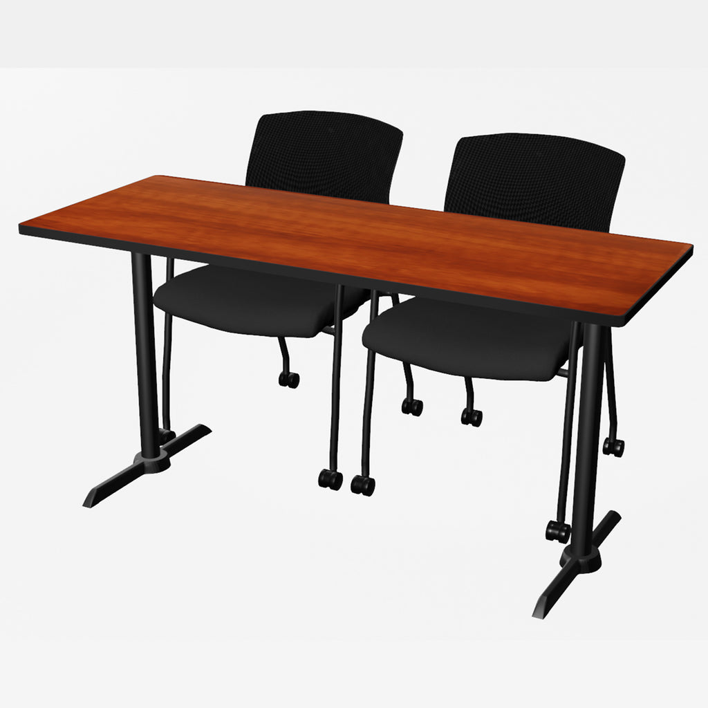 Regency Cain 48 x 24 in. TBase Training Seminar Table & 2 Knight Mesh Chairs