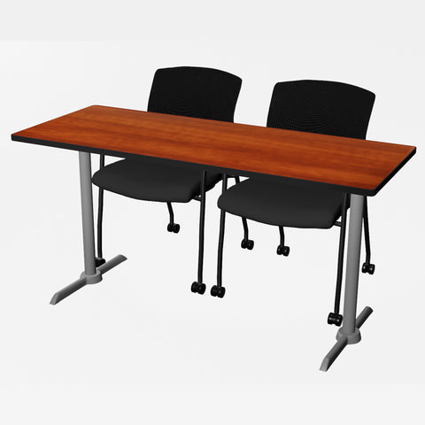 Regency Cain 48 x 24 in. TBase Training Seminar Table & 2 Knight Mesh Chairs