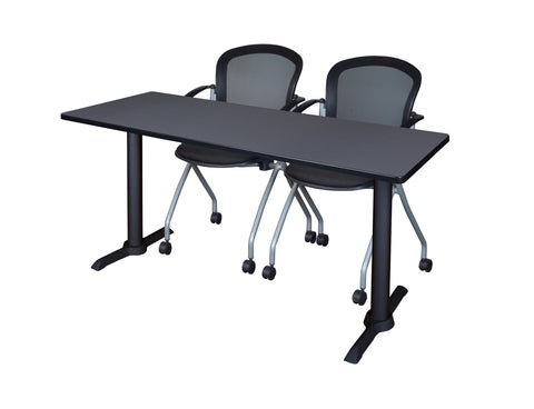 Regency Cain 48 x 24 in. TBase Training Seminar Table & 2 Cadence Nesting Chairs