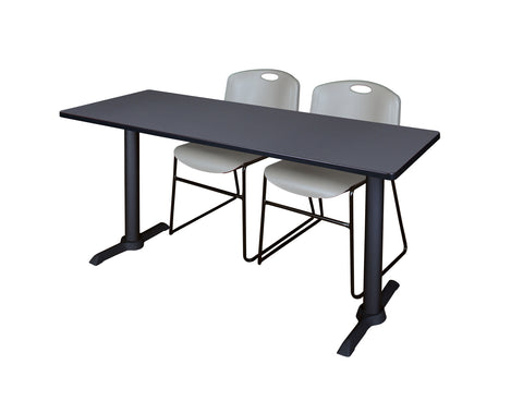 Regency Cain 48 x 24 in. TBase Training Seminar Table & 2 Zeng Stack Chairs