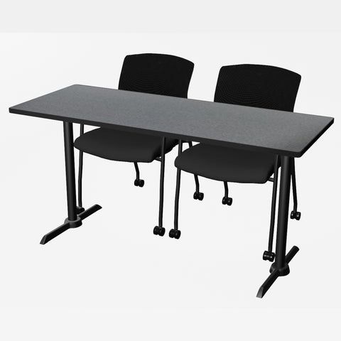 Regency Cain 48 x 24 in. TBase Training Seminar Table & 2 Knight Mesh Chairs