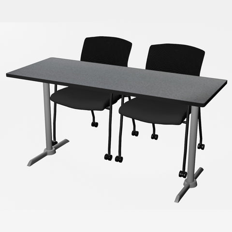 Regency Cain 48 x 24 in. TBase Training Seminar Table & 2 Knight Mesh Chairs
