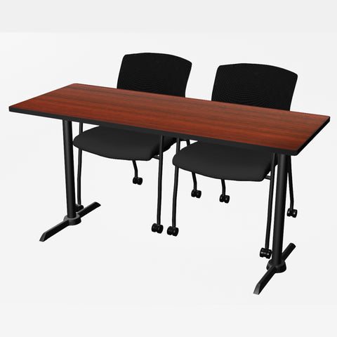 Regency Cain 48 x 24 in. TBase Training Seminar Table & 2 Knight Mesh Chairs