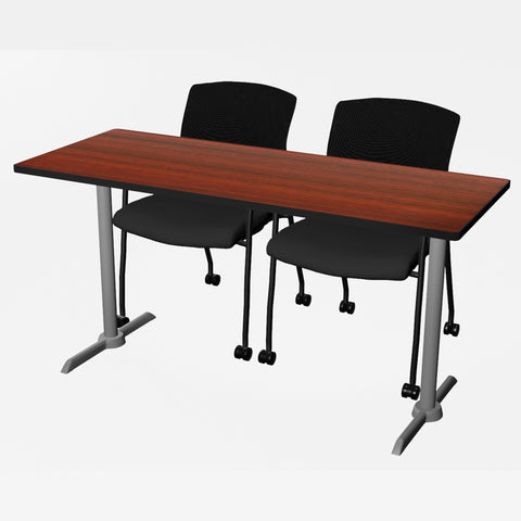 Regency Cain 48 x 24 in. TBase Training Seminar Table & 2 Knight Mesh Chairs