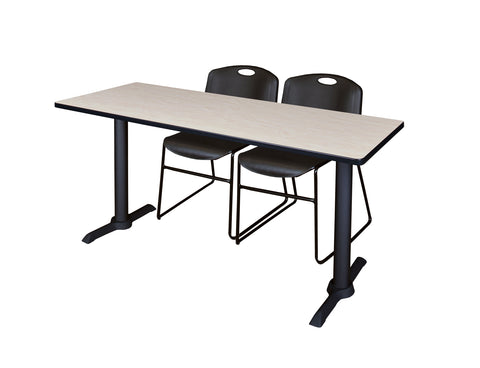 Regency Cain 48 x 24 in. TBase Training Seminar Table & 2 Zeng Stack Chairs