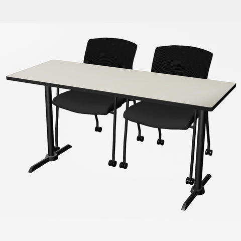 Regency Cain 48 x 24 in. TBase Training Seminar Table & 2 Knight Mesh Chairs