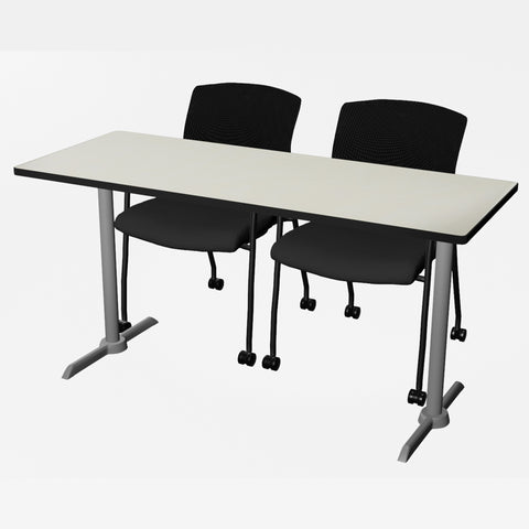 Regency Cain 48 x 24 in. TBase Training Seminar Table & 2 Knight Mesh Chairs