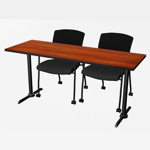 Regency Cain 48 x 24 in. TBase Training Seminar Table & 2 Knight Mesh Chairs