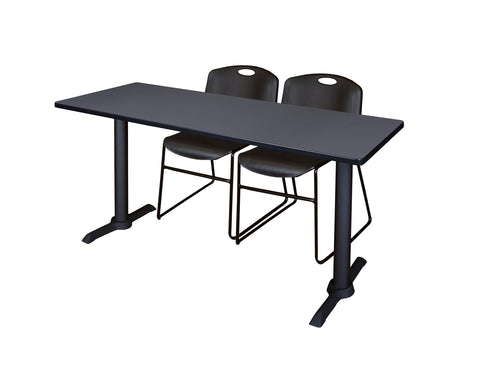 Regency Cain 48 x 24 in. TBase Training Seminar Table & 2 Zeng Stack Chairs