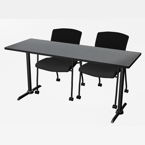 Regency Cain 48 x 24 in. TBase Training Seminar Table & 2 Knight Mesh Chairs