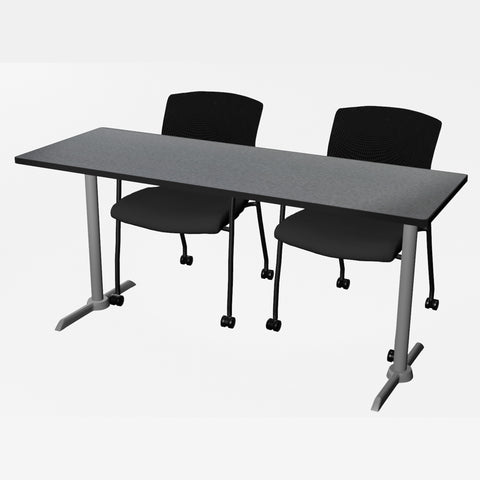 Regency Cain 48 x 24 in. TBase Training Seminar Table & 2 Knight Mesh Chairs