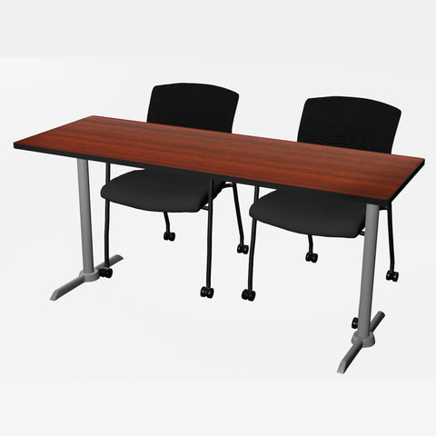 Regency Cain 48 x 24 in. TBase Training Seminar Table & 2 Knight Mesh Chairs