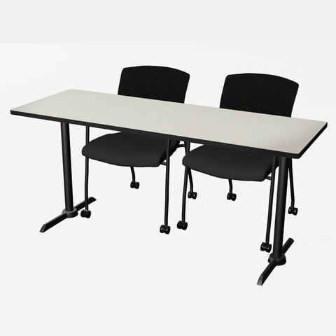 Regency Cain 48 x 24 in. TBase Training Seminar Table & 2 Knight Mesh Chairs
