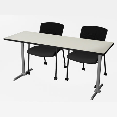 Regency Cain 48 x 24 in. TBase Training Seminar Table & 2 Knight Mesh Chairs