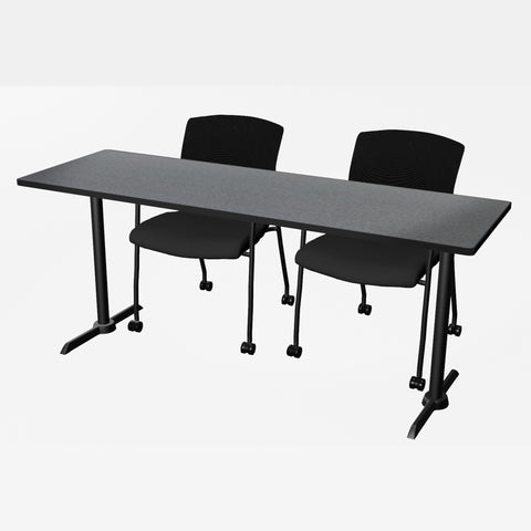 Regency Cain 48 x 24 in. TBase Training Seminar Table & 2 Knight Mesh Chairs