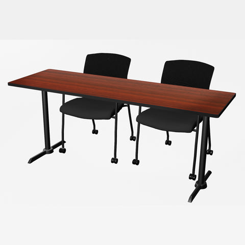 Regency Cain 48 x 24 in. TBase Training Seminar Table & 2 Knight Mesh Chairs