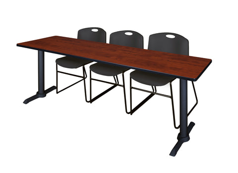Regency Cain 48 x 24 in. TBase Training Seminar Table & 2 Zeng Stack Chairs