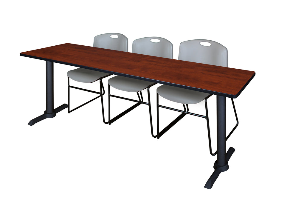 Cain 84" x 24" Training Table & 3 Zeng Stack Chairs