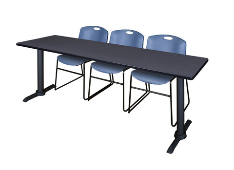 Regency Cain 48 x 24 in. TBase Training Seminar Table & 2 Zeng Stack Chairs
